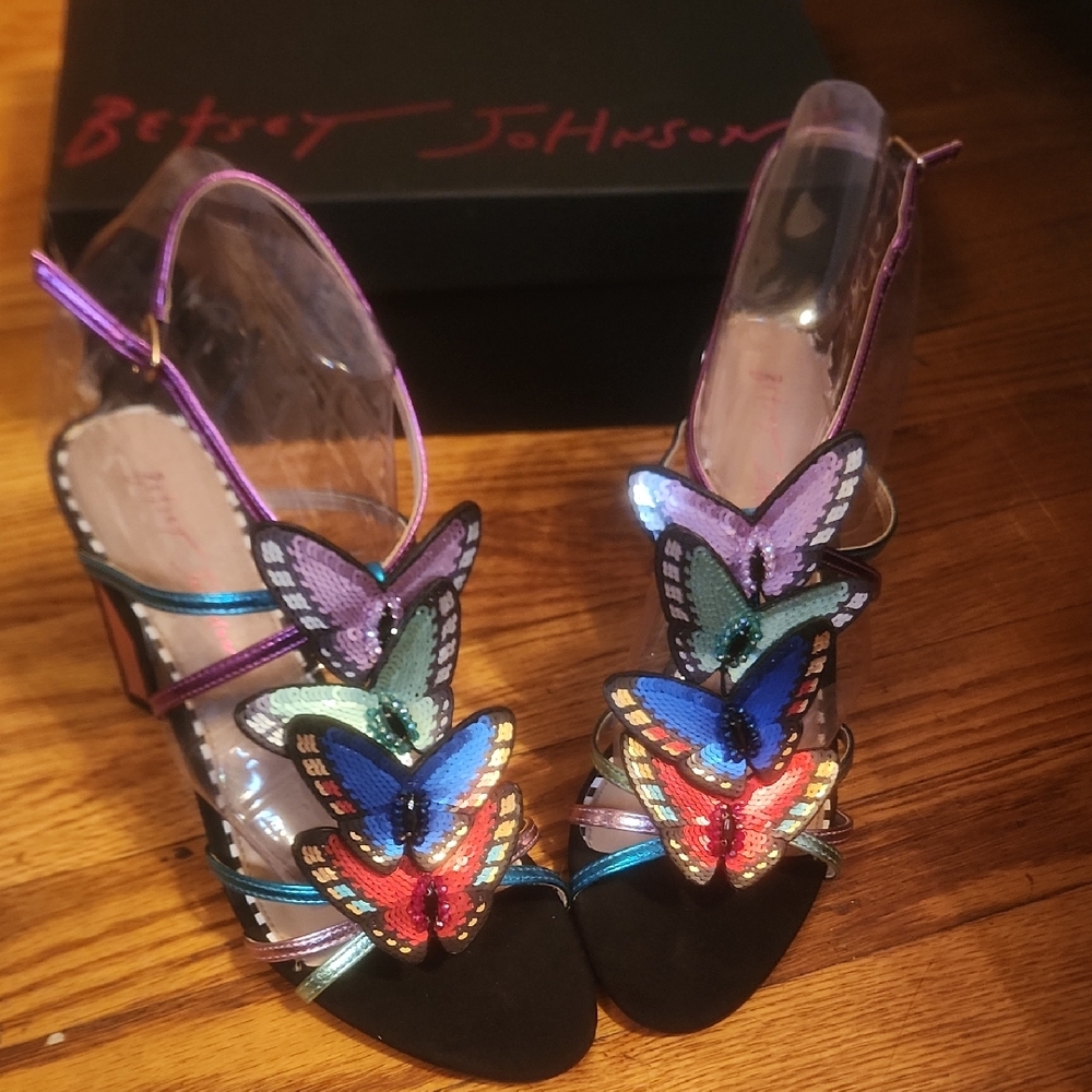 Betsey Johnson Multicolor Sequin Butterfly Heels